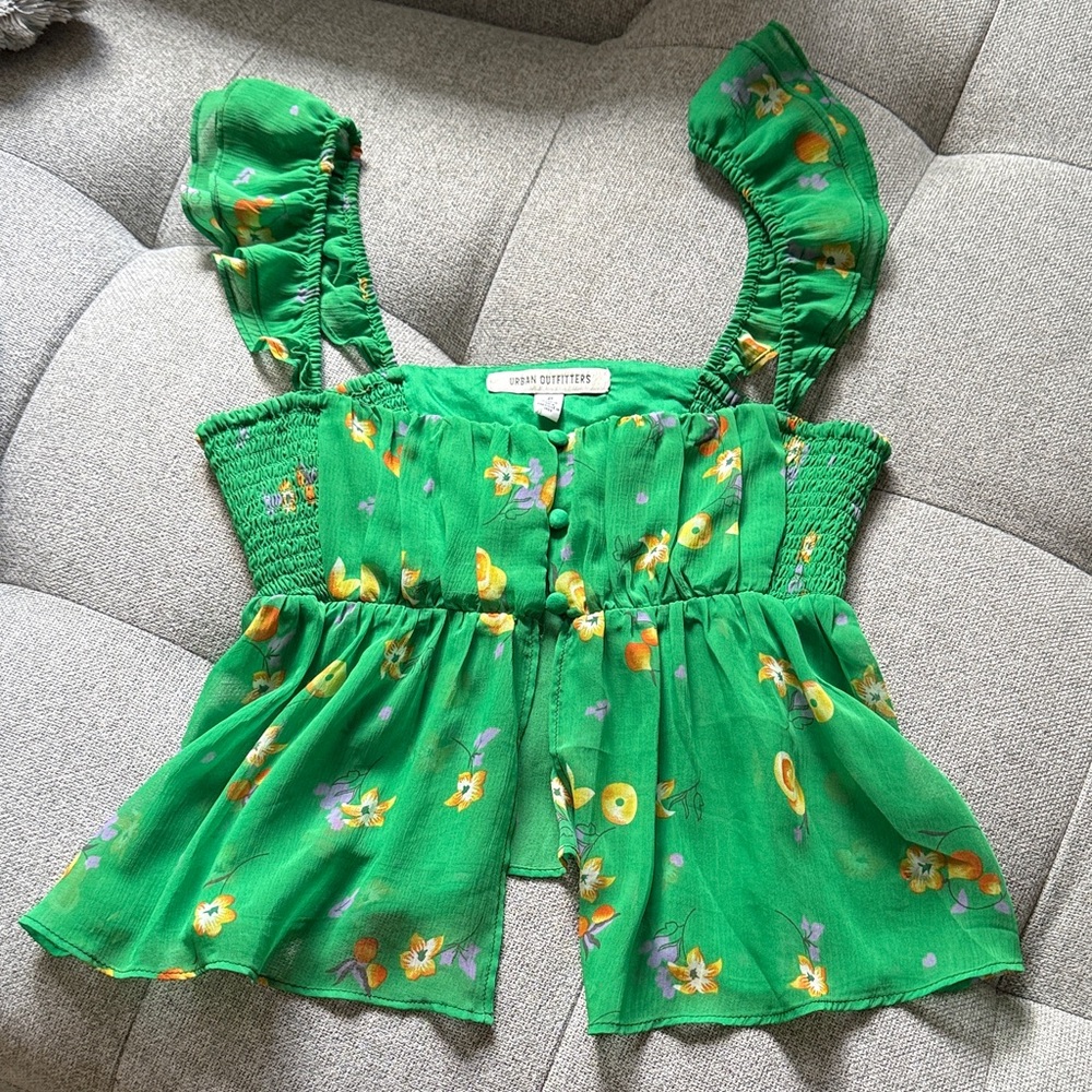 NWOT Urban Outfitters Floral Ruffle Top